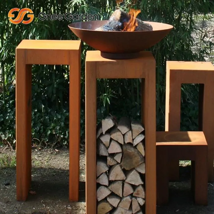 Corten Steel Fire Bowl Natural Weathered Look