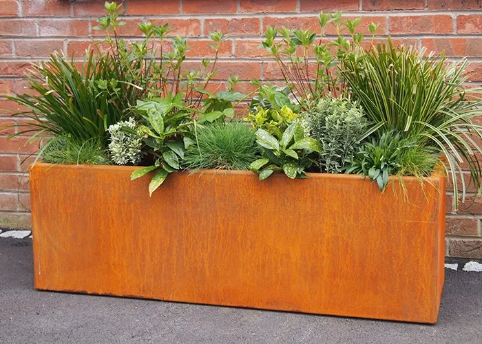 Corten Steel rectangle planters outdoor Corten Steel rectangle planters outdoor